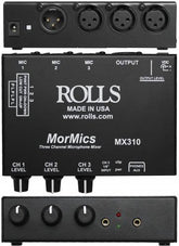 New Rolls MX310 3-Channel Mono Microphone Mixer with Phantom Power & XLR I/O